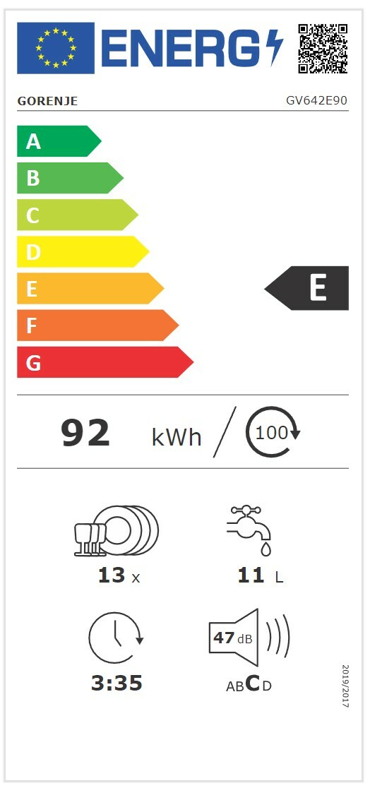 Energielabel Geschirrspüler GV642E90